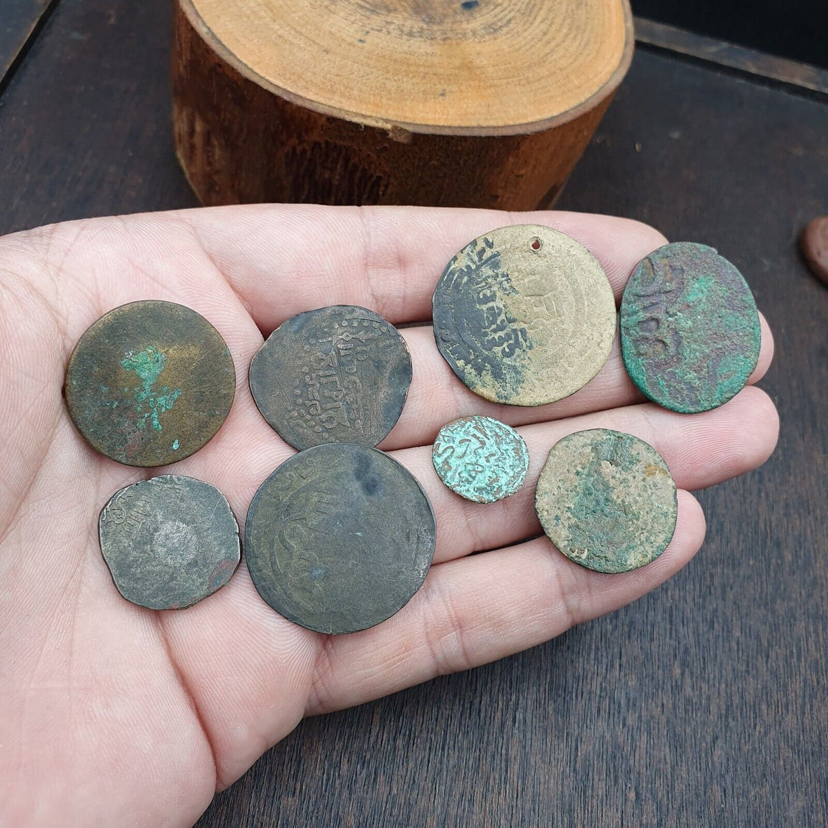 8 antique islamic coins himyar, abbasid, himyarite kingdom, ottoman empire