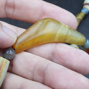 Antique Yemeni Old, Middle Eastern Agate Necklace, Yellow Eye Pattern Strand - Haqeeq Amulet | Natural Beads
