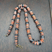 Vintage black chevron venetian style multilayers glass beads necklace .