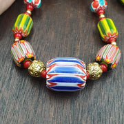 Ych-7 venetian style chevron and white heart venetian beads necklace