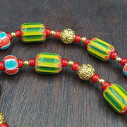 Ych-7 venetian style chevron and white heart venetian beads necklace