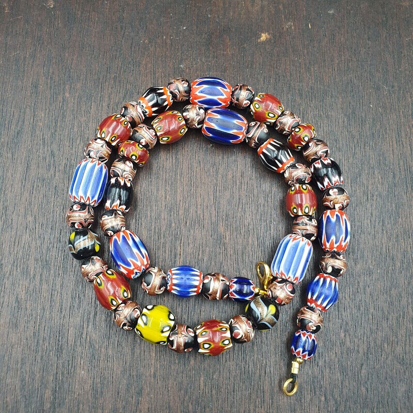 Vintage chevron venetian style multilayers glass beads necklace 15-8mm mch-3Gift