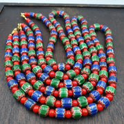 Whispers of history vintage venetian style blue and green chevron beads necklace