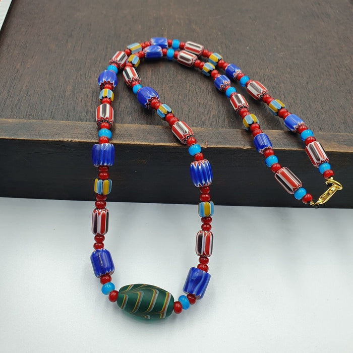 Harmony of murano mix venetian inspired beadwork chevron beads necklace nc-503