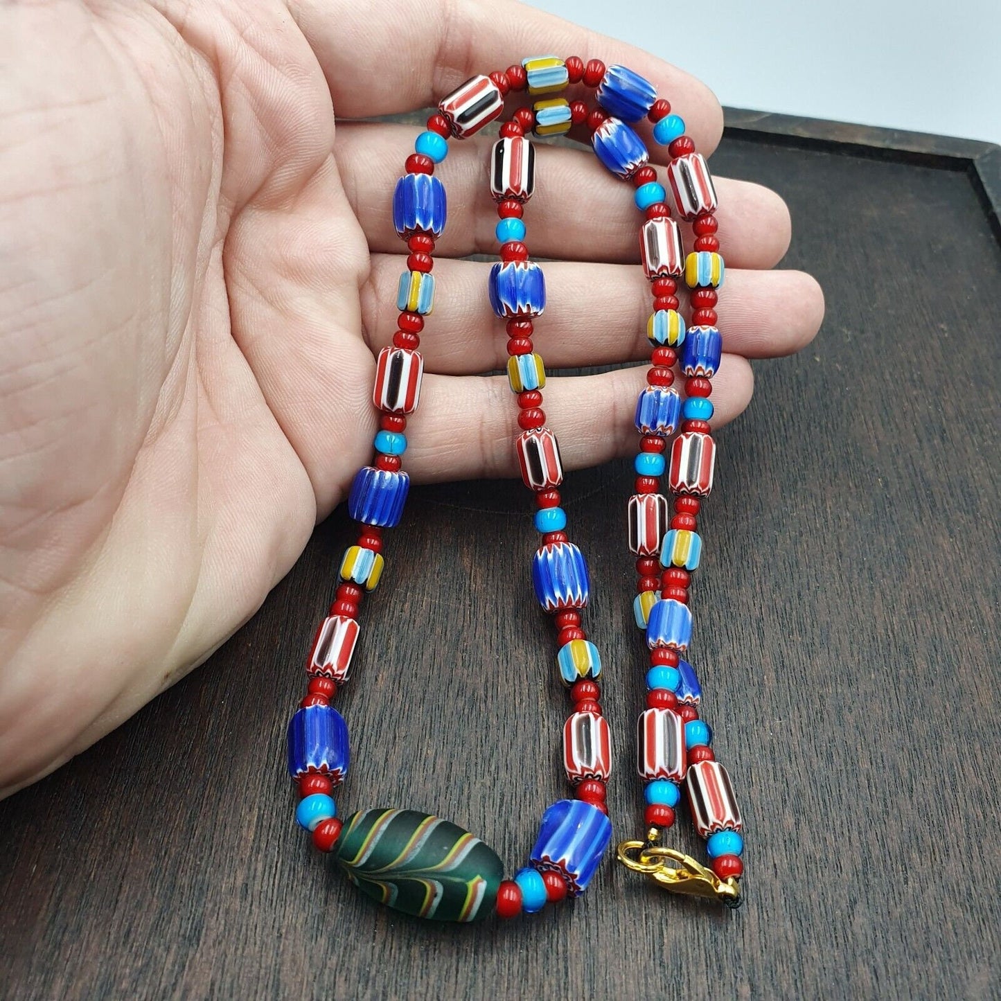 Harmony of murano mix venetian inspired beadwork chevron beads necklace nc-503