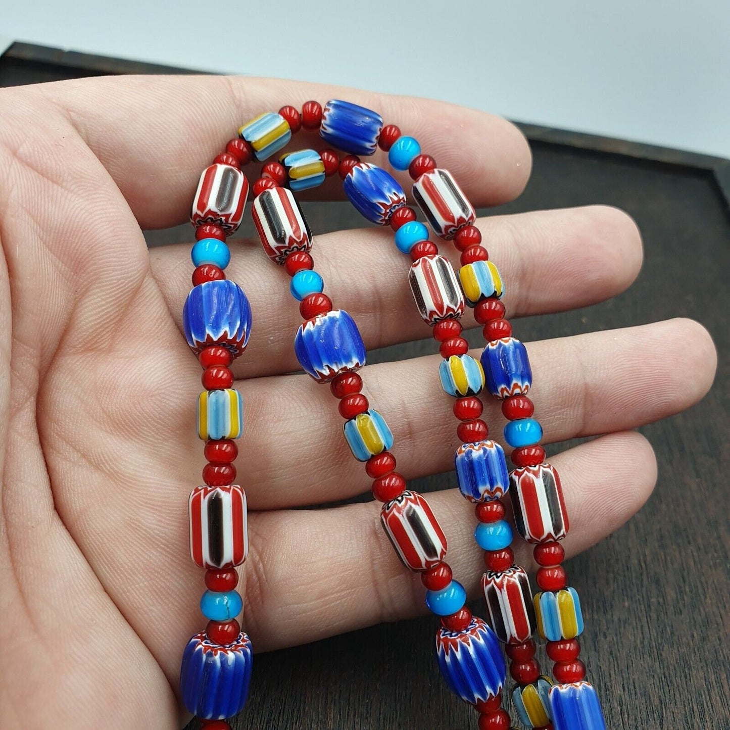 Harmony of murano mix venetian inspired beadwork chevron beads necklace nc-503