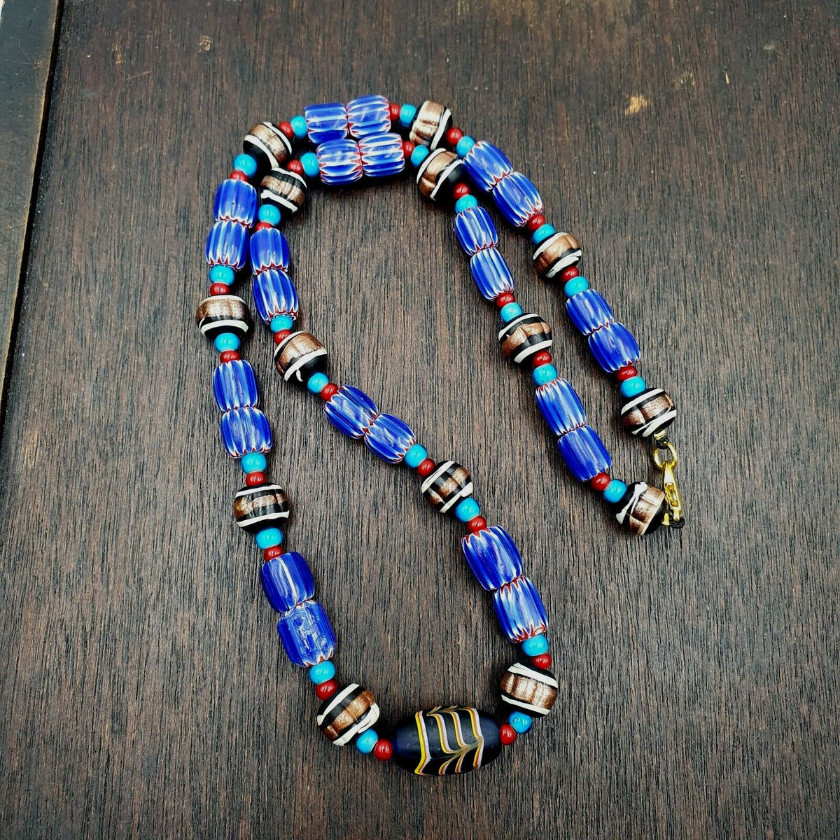 Harmony of murano mix venetian inspired beadwork chevron beads necklace nc-504