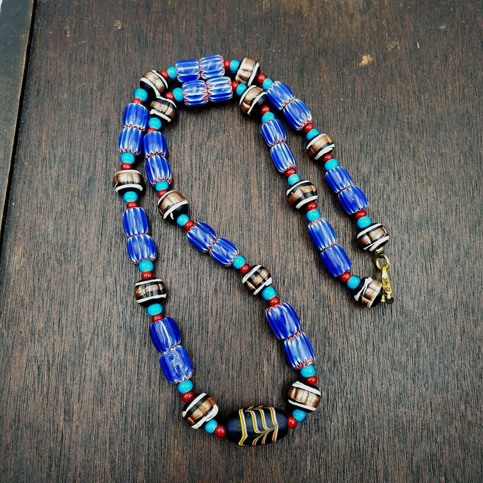 Harmony of murano mix venetian inspired beadwork chevron beads necklace nc-504