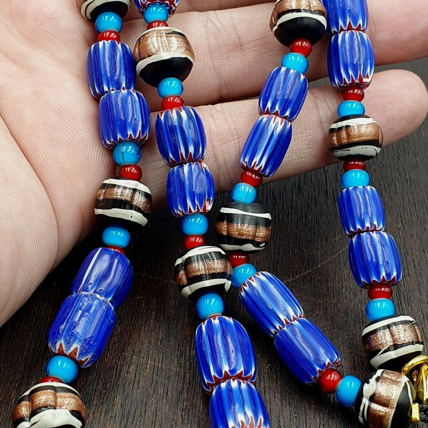 Harmony of murano mix venetian inspired beadwork chevron beads necklace nc-504