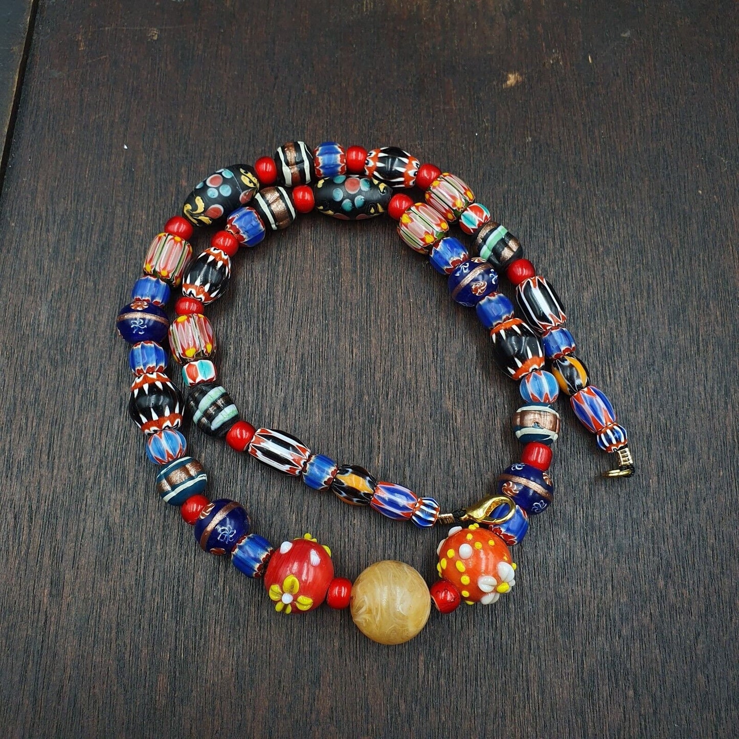Venetian african style vintage unique pattern glass beads necklace wdk-11Gift