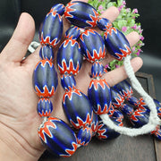 500g antique venetian inspired african blue glass chevron with big beads 30x20mm.