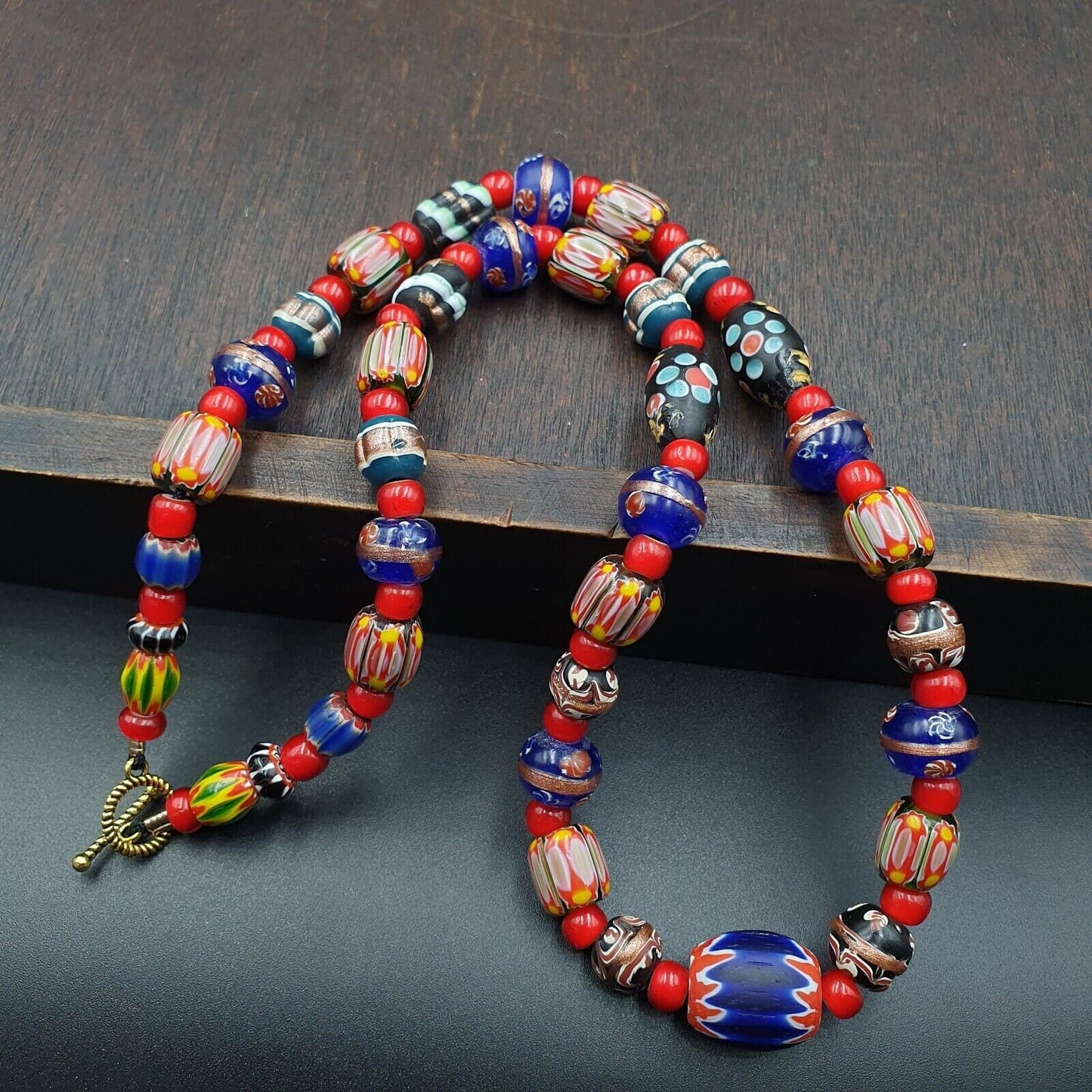 Venetian african style vintage unique pattern glass beads necklace wdk-10Gift