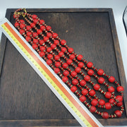 Vintage african antique trade beads old red glass beads long strand 12.5mm.