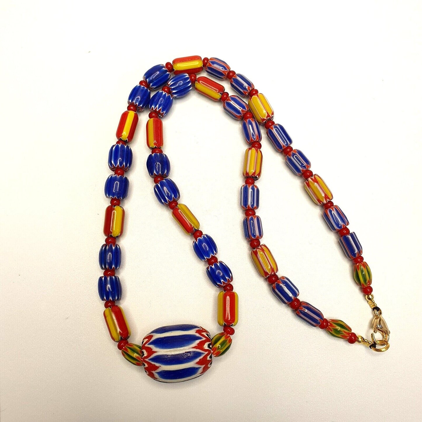 Chevron and white heart venetian beads african glass beads necklace #nc-104Gift