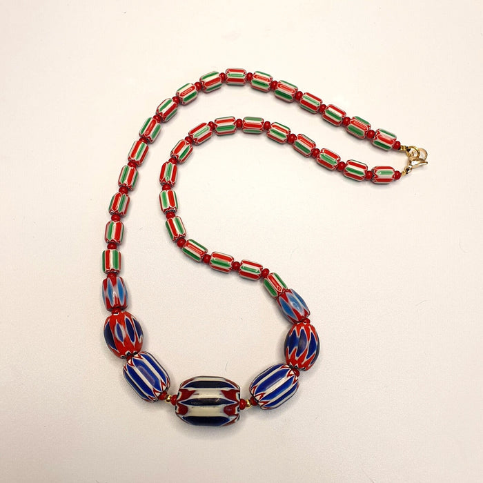 Chevron and white heart venetian beads african glass beads necklace #nc-103Gift