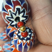 Chevron and white heart venetian beads african glass beads necklace #nc-103.