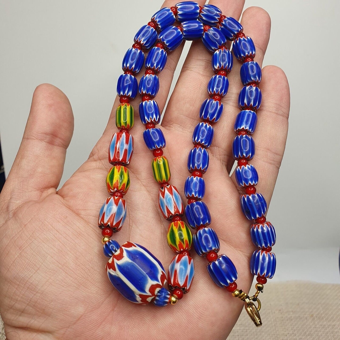 Colorful chevron and white heart venetian beads glass beads necklace nc-106Gift
