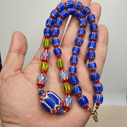 Colorful chevron and white heart venetian beads glass beads necklace nc-106.