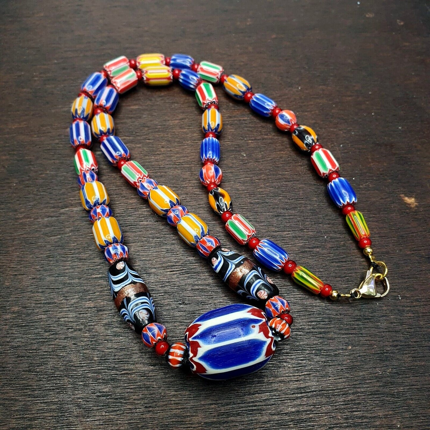 Vintage chevron and white heart venetian beads glass beads necklace nc-1012Gift