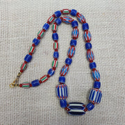 Colorful chevron and white heart venetian beads glass beads necklace nc-107.