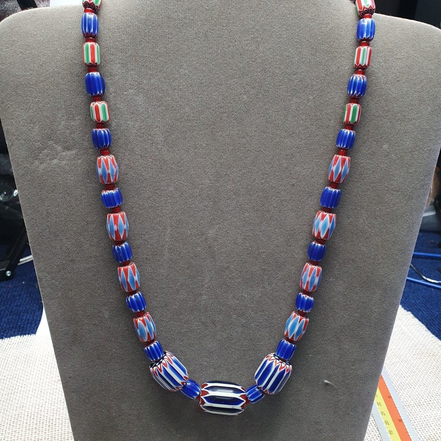 Colorful chevron and white heart venetian beads glass beads necklace nc-107Gift