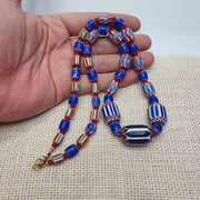 Colorful chevron and white heart venetian beads glass beads necklace nc-107.