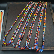 Wholesale 5 pcs vintage chevron and white heart venetian glass beads necklace.