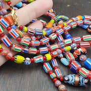 Wholesale 5 pcs vintage chevron and white heart venetian glass beads necklace.