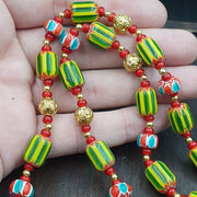 Ych-7 venetian style chevron and white heart venetian beads necklace