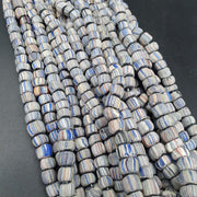 Lot 2 vintage old african glass  stripes beads 8-10mm beads strand.