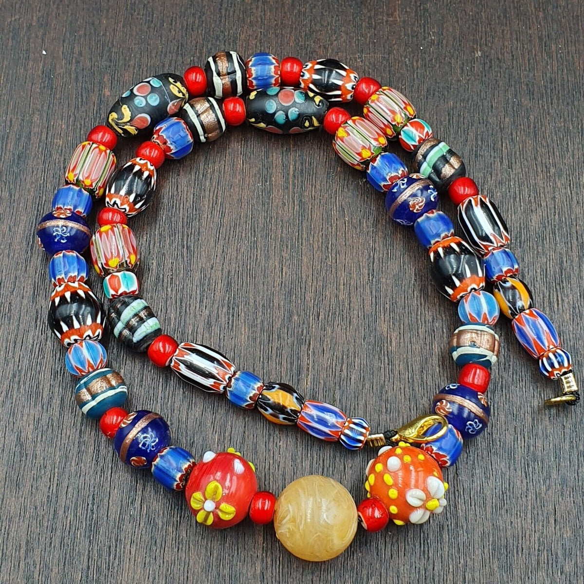 Venetian african style vintage unique pattern glass beads necklace wdk-11Gift