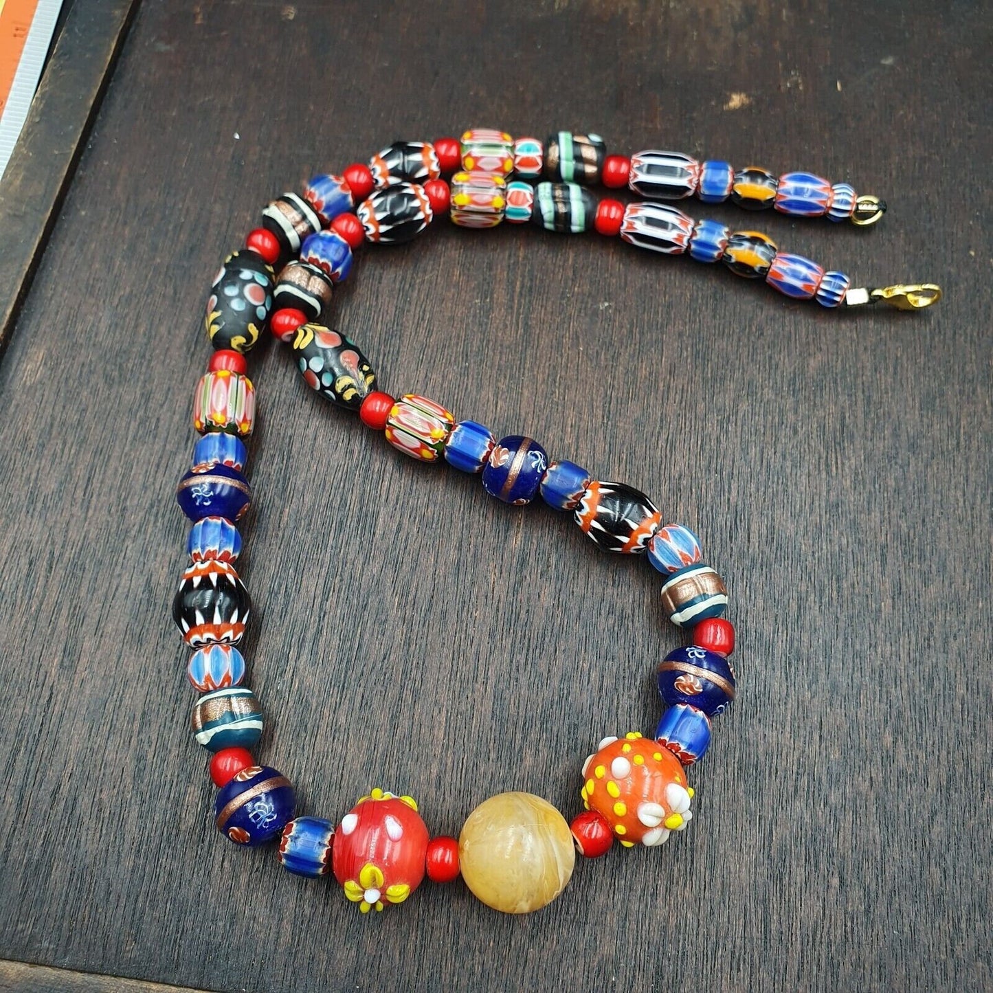 Venetian african style vintage unique pattern glass beads necklace wdk-11Gift
