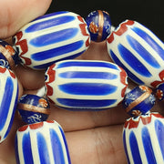 Antique venetian inspired african blue chevron, wedding cake beads necklace