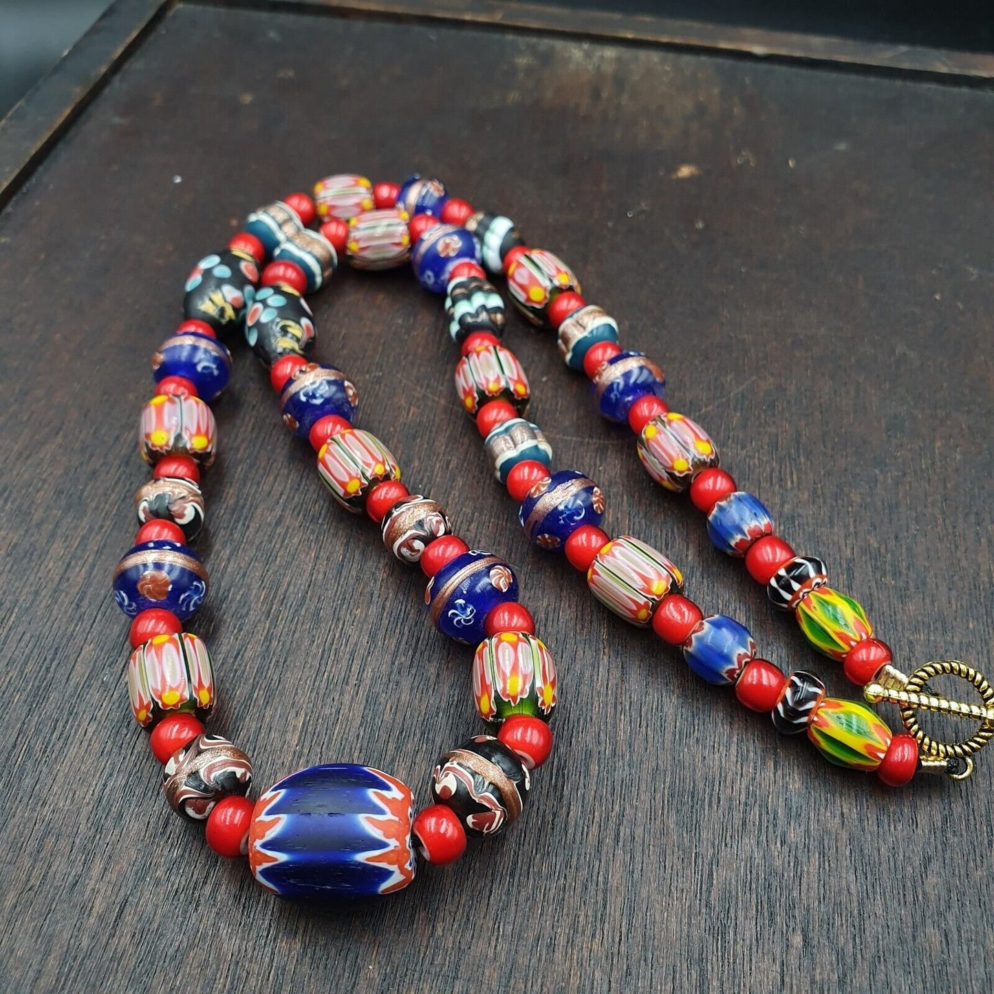 Venetian african style vintage unique pattern glass beads necklace wdk-10Gift