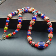 Venetian african style vintage unique pattern glass beads necklace wdk-10.