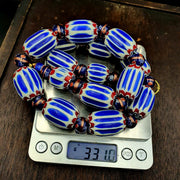 Antique venetian inspired african blue chevron, wedding cake beads necklace bg-6