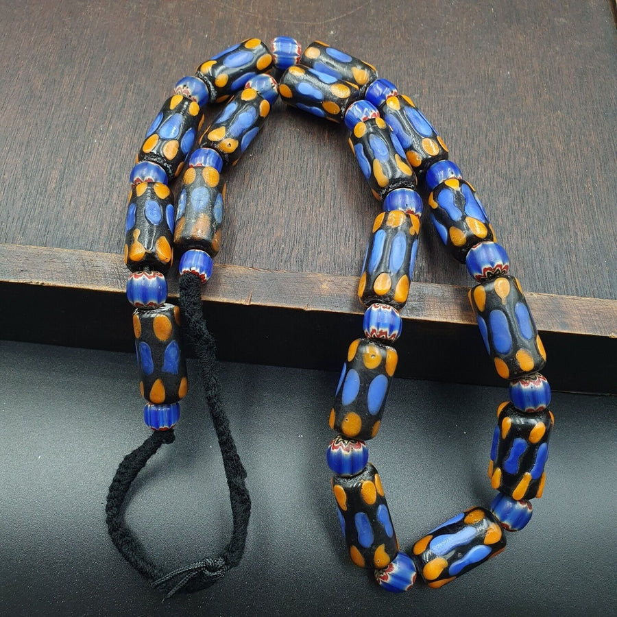 Vintage fancy venetian style skunk eyes beads | african style necklace