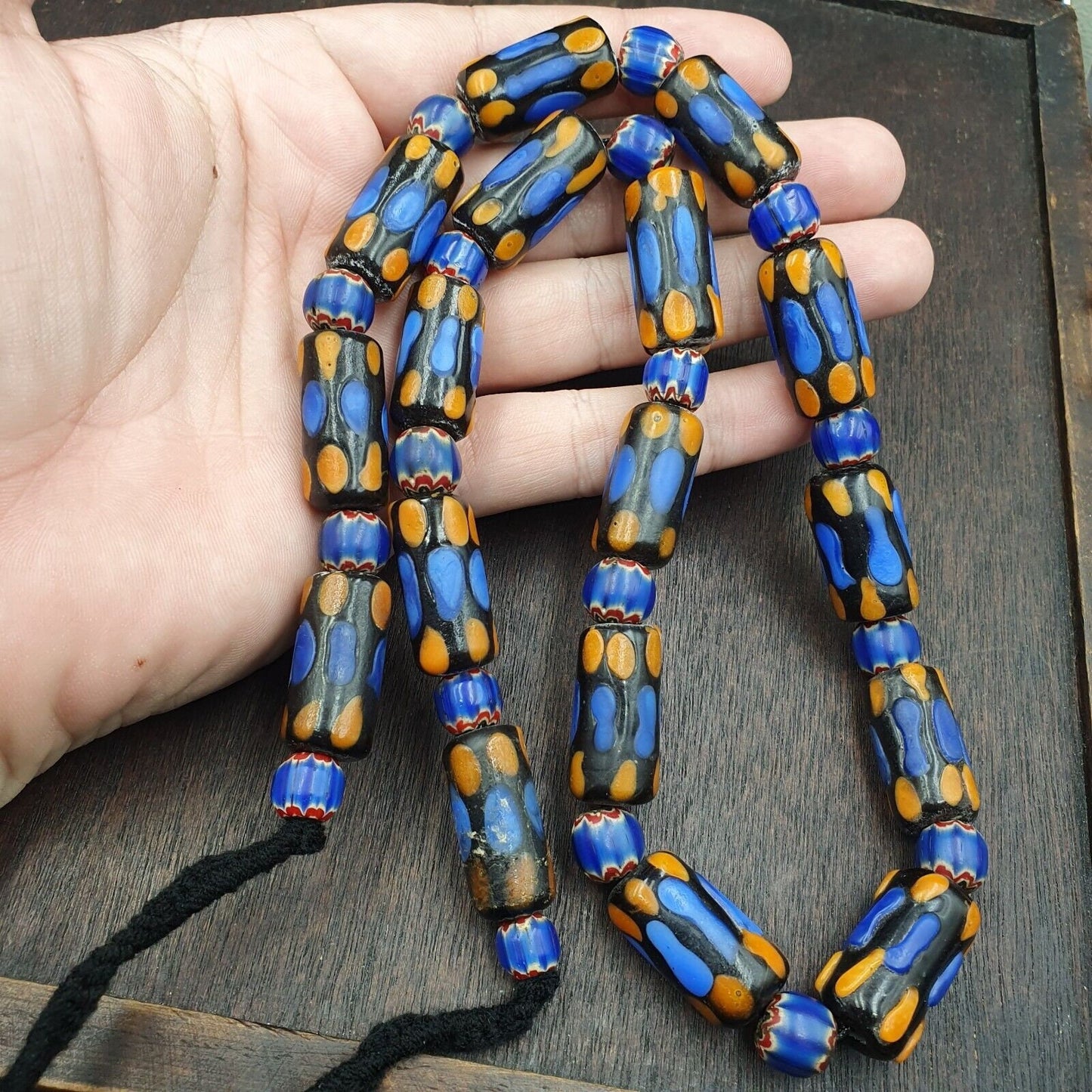Vintage fancy venetian style skunk eyes beads | african style necklace