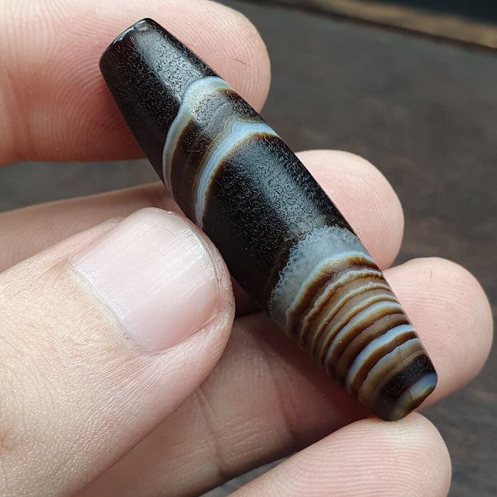 Antique old yemeni agate natural rare pattern banded agate bead 47.4mm bd-132