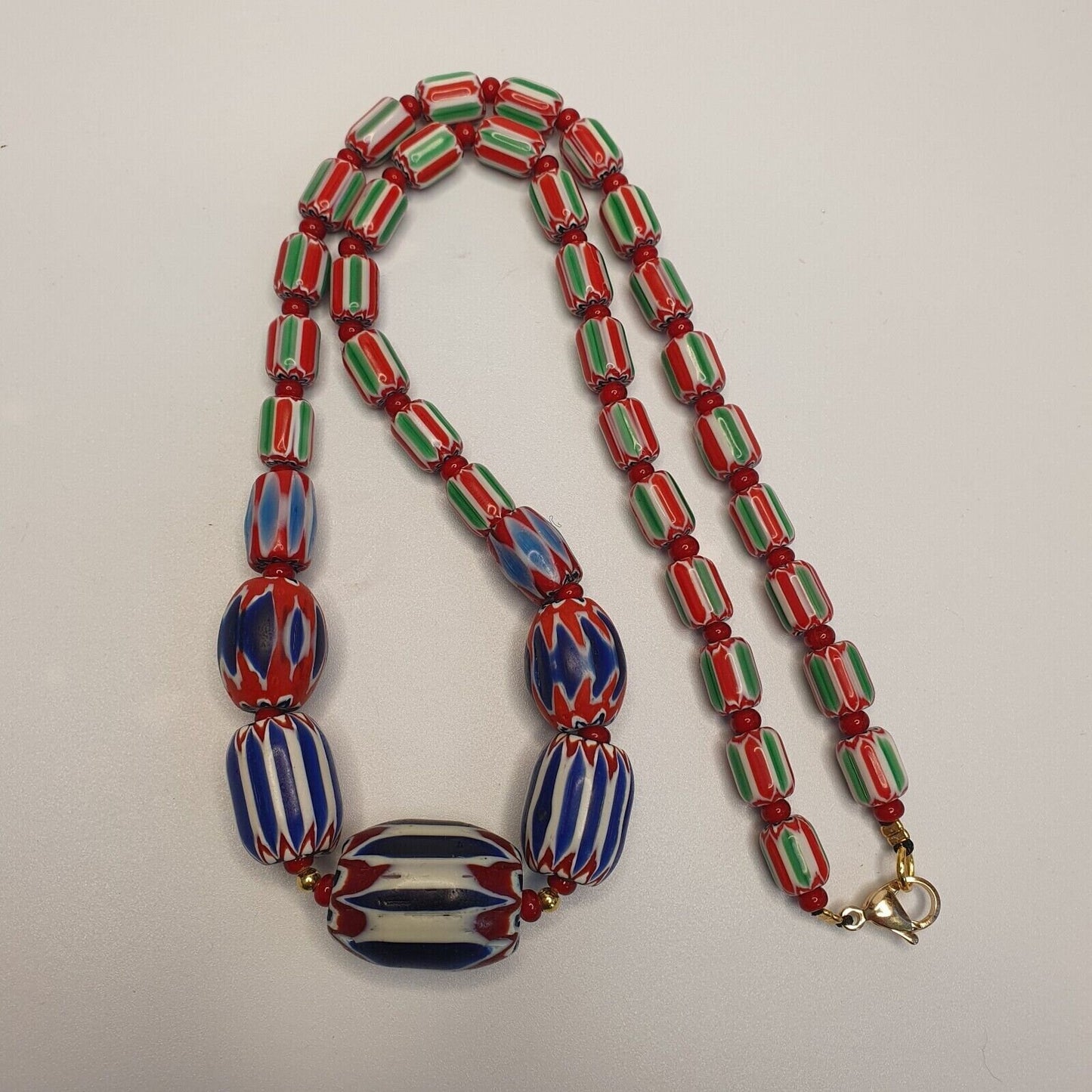 Chevron and white heart venetian beads african glass beads necklace #nc-103Gift
