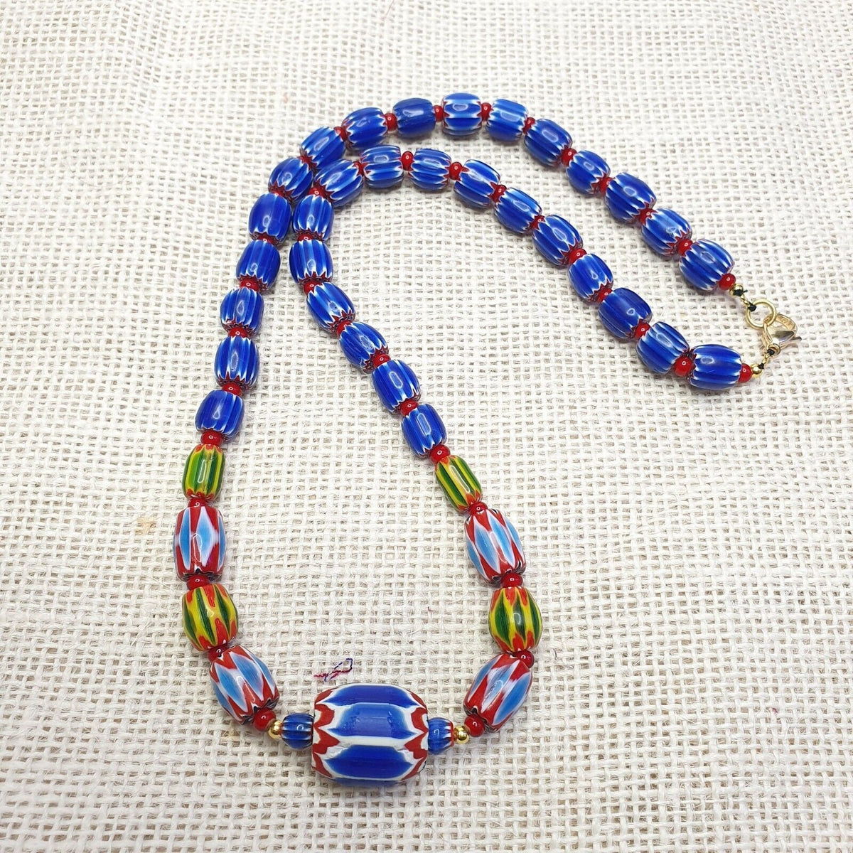 Colorful chevron and white heart venetian beads glass beads necklace nc-106Gift