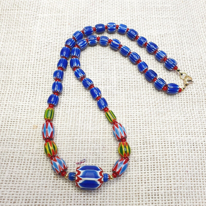 Colorful chevron and white heart venetian beads glass beads necklace nc-106Gift