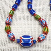 Colorful chevron and white heart venetian beads glass beads necklace nc-106.