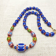 Colorful chevron and white heart venetian beads glass beads necklace nc-106.