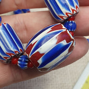 Vintage chevron and white heart venetian beads glass beads necklace nc-1011.