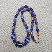 Colorful chevron and white heart venetian beads glass beads necklace nc-107.