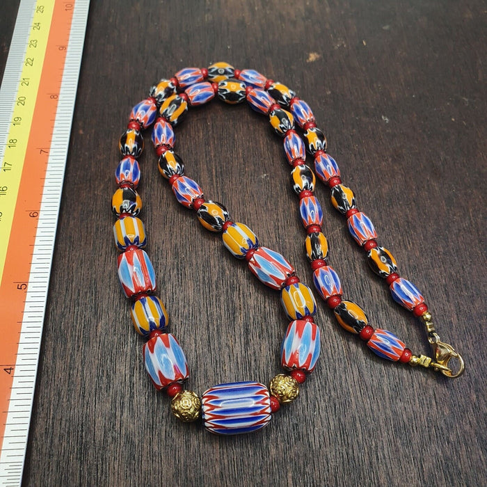 Colorful vintage chevron venetian style chevron beads necklace bnc-3
