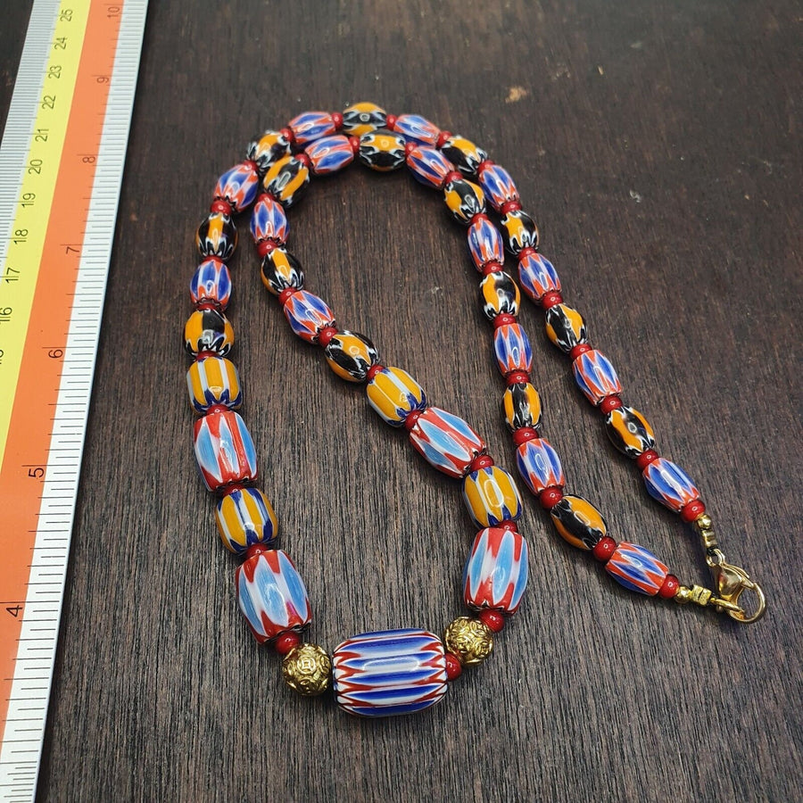Colorful vintage chevron venetian style chevron beads necklace bnc-3