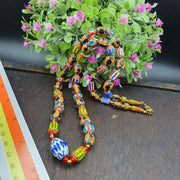 Ych-15 venetian inspired chevron and red white heart beads necklace