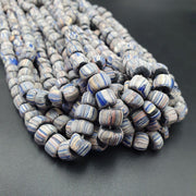 Lot 2 vintage old african glass  stripes beads 8-10mm beads strand.